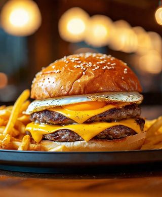 Combo - Burger Premium Egg + Cartofi + Racoritoare 0.330 ml