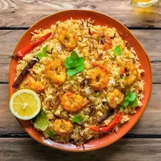 123. Prawn Biryani Prawns Cooked With Rice