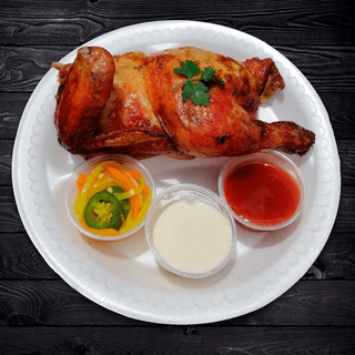 Medio Pollo + Arroz + Bebida