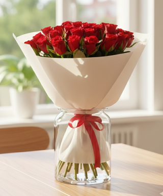 Букет з червоних троянд 25шт