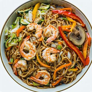 Soba cu pui si creveti