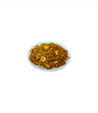 Tallarines fritos chinos con gambas