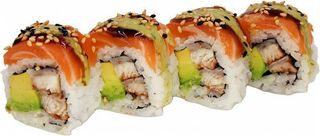 92. Uramaki Anguila Amb Salmó I Alvocat Amb Salsa Ruca I Salsa Anguila (8 Uds.)