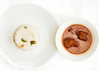 White Rice and goat meat stew