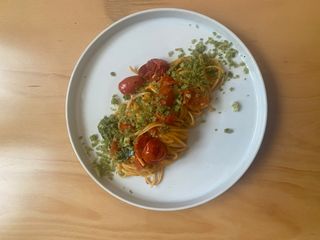 Spaghettone ai pomodorini infornati