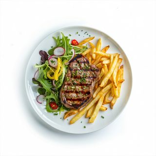 Cachopo Con Patatas Fritas Y Ensalada