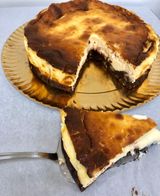 Porción Tarta Queso Y Brownie