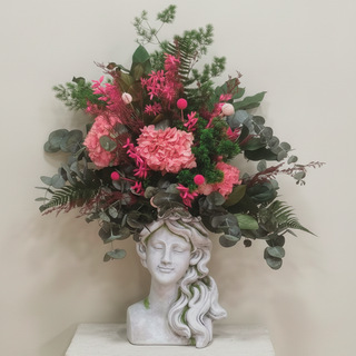 Maceta Escultura Clásica Con Preservadas Rosadas