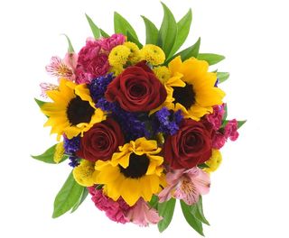 Bouquet misto Girasole rose astromeria 