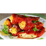 Печени пълнени чушки с яйца и сирене