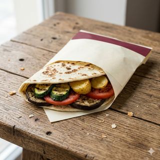 Zucchine e melanzane grigliate, pomodoro fresco e patate al forno