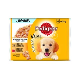 0.4 KG Pedigree Pollo y Buey con Arroz Gelatina en Bolsita para Cachorros - Multipack