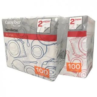 Servilletas Carrefour Home 33x32 Rojo y Azul 2 Capas