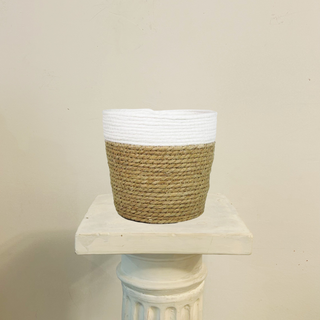 Maceta Cestería Básica Natural Borde Blanco 19