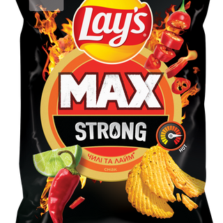 Чіпси Lays Рифлені Strong Зі Скаком Чилі Та Лайм, Велика Упаковка 95 Грм.