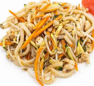 78.Spaghetti di udon con frutti di mare(senza glutine)海鲜炒乌冬面
