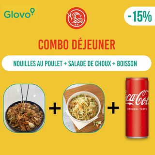 COMBO dej: Nouilles poulet + Salade de choux + boisson