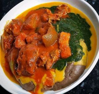 2 wraps of Amala + Gbegiri + Ewedu + 2 Assorted + 1 Ponmo