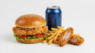 Menú Hamburguesa De Pollo Con 2 Alitas