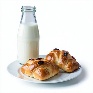 2 Pains au Raisin + 1 Pot Lacté