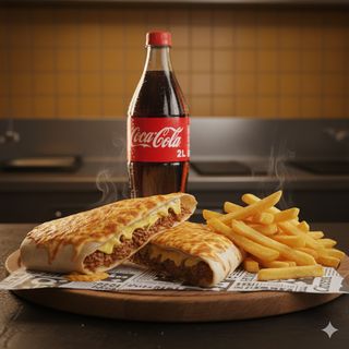 Oferta 2 tacos (L) + patatas + Coca-Cola Sabor Original botella 2L.