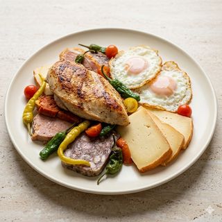 2 Rebanadas Pollo Con Huevo Y Queso