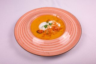 Крем суп із гарбуза з мідіями та беконом (350г)