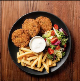 Menú de plato falafel