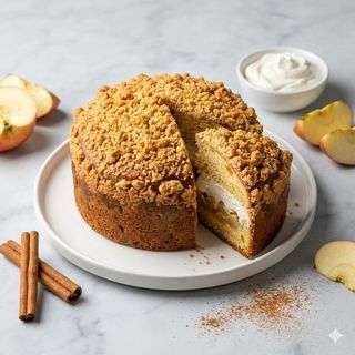 Panettone crumble alla mela, cannella e crema chantilly