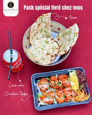Chicken Tikka + Pain indien + Coca-Cola