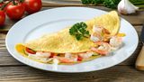 Omelette Crevettes Fromage Rouge