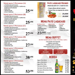 Menú para 2 personas(D) (reparto en restaurante 27,95€)