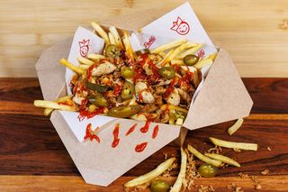 Spicy chicken loaded fries