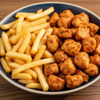 ½ chips 1/2 rice & Chicken