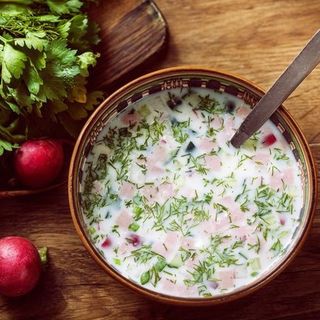 Окрошка с колбасой