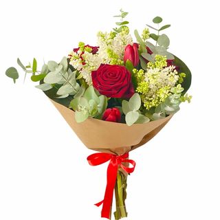 Buchet liliac, trandafiri și lalele