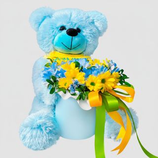 Ведмедик з хризантемами “Завжди разом”