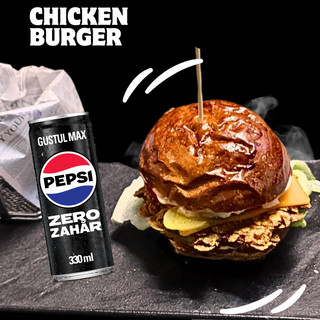 CHICKEN BURGER + GRATIS Doza PEPSI BLACK