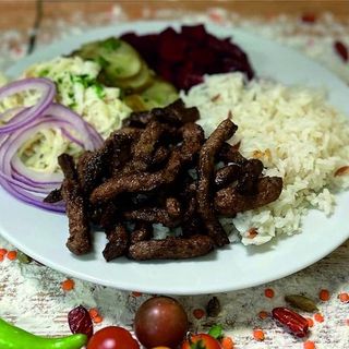 Beef black angus rice basmati halal