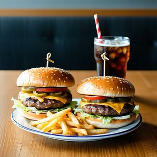 2 Beef Burgers + 2 Chips + 2 Soda