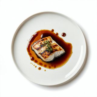 Lubina braseada en salsa de soja