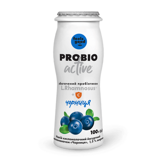 Напій йогуртний Feels good Probio Active чорниця та вітамін С 1,5% (100г)
