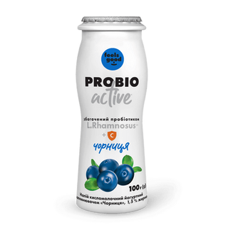 Напій йогуртний Feels good Probio Active чорниця та вітамін С 1,5% (100г)