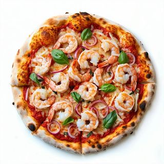 Pizza con Gamberetti in salsa rosa