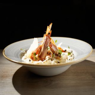 Risotto De Gambas Con Salsa De Marisco