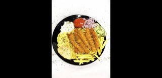 Порция бургер с пилешки хапки с корнфлейкс