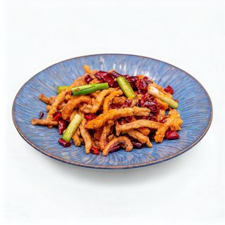 Calamari e funghi ostrica fritti piccanti/香辣双椒（鱿鱼杏鲍菇）