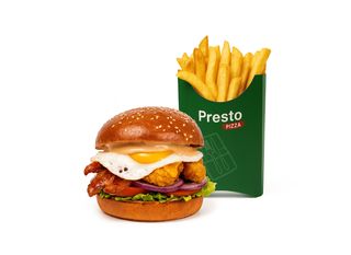 Presto Burger Crispy de pui combo + cartofi prajiti 130gr