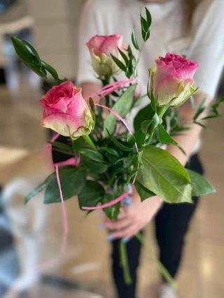 3szt - różowa róża, średnia