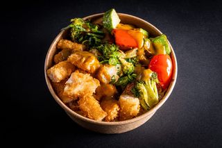Curry shrimp donburi